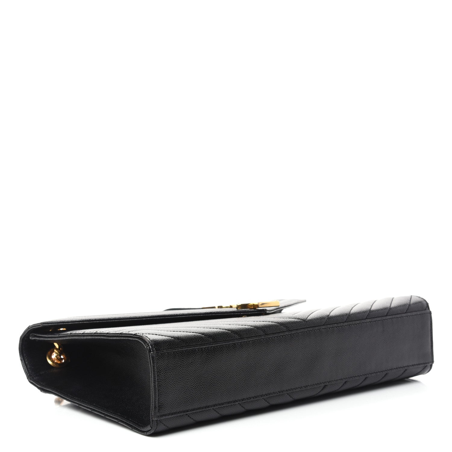 Saint Laurent Grain De Poudre Matelasse Chevron Large Monogram Satchel Black 4 of 10