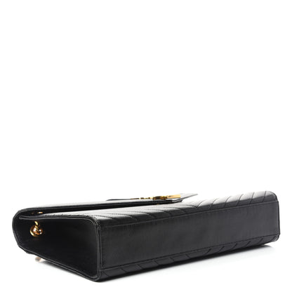 Saint Laurent Grain De Poudre Matelasse Chevron Large Monogram Satchel Black 4 of 10