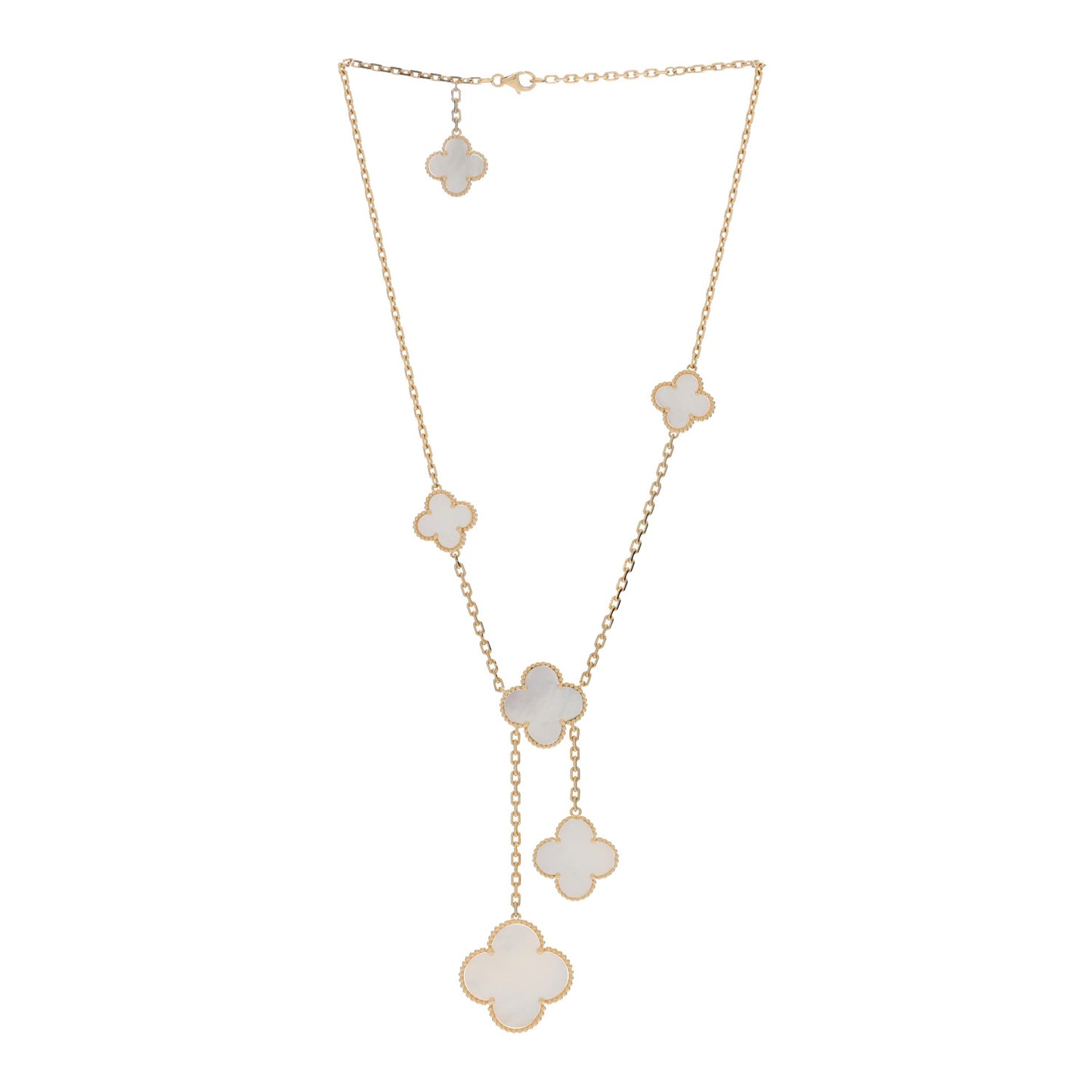 18K Yellow Gold Mother of Pearl 6 Motifs Magic Alhambra Necklace