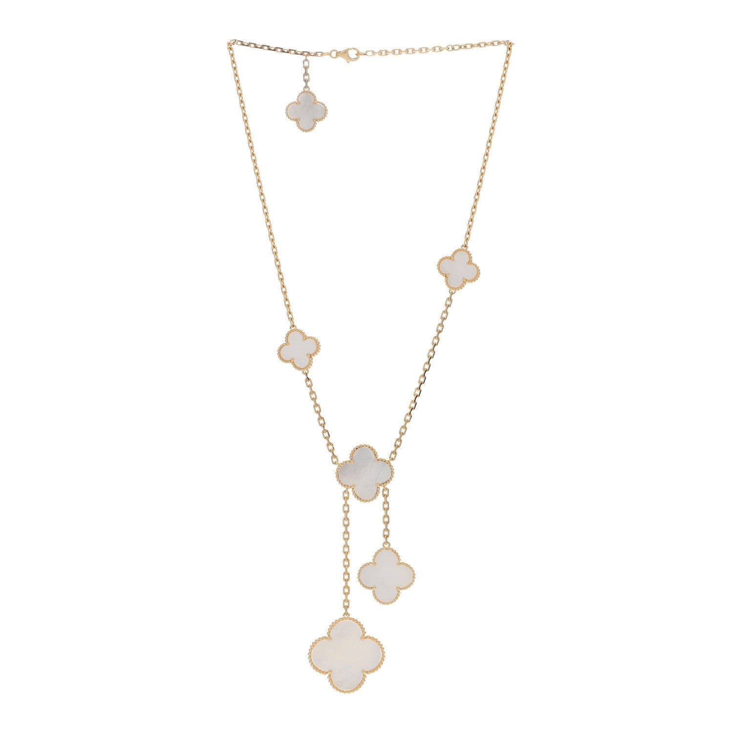 Van Cleef & Arpels 18K Yellow Gold Mother of Pearl 6 Motifs Magic Alhambra Necklace 3 of 4