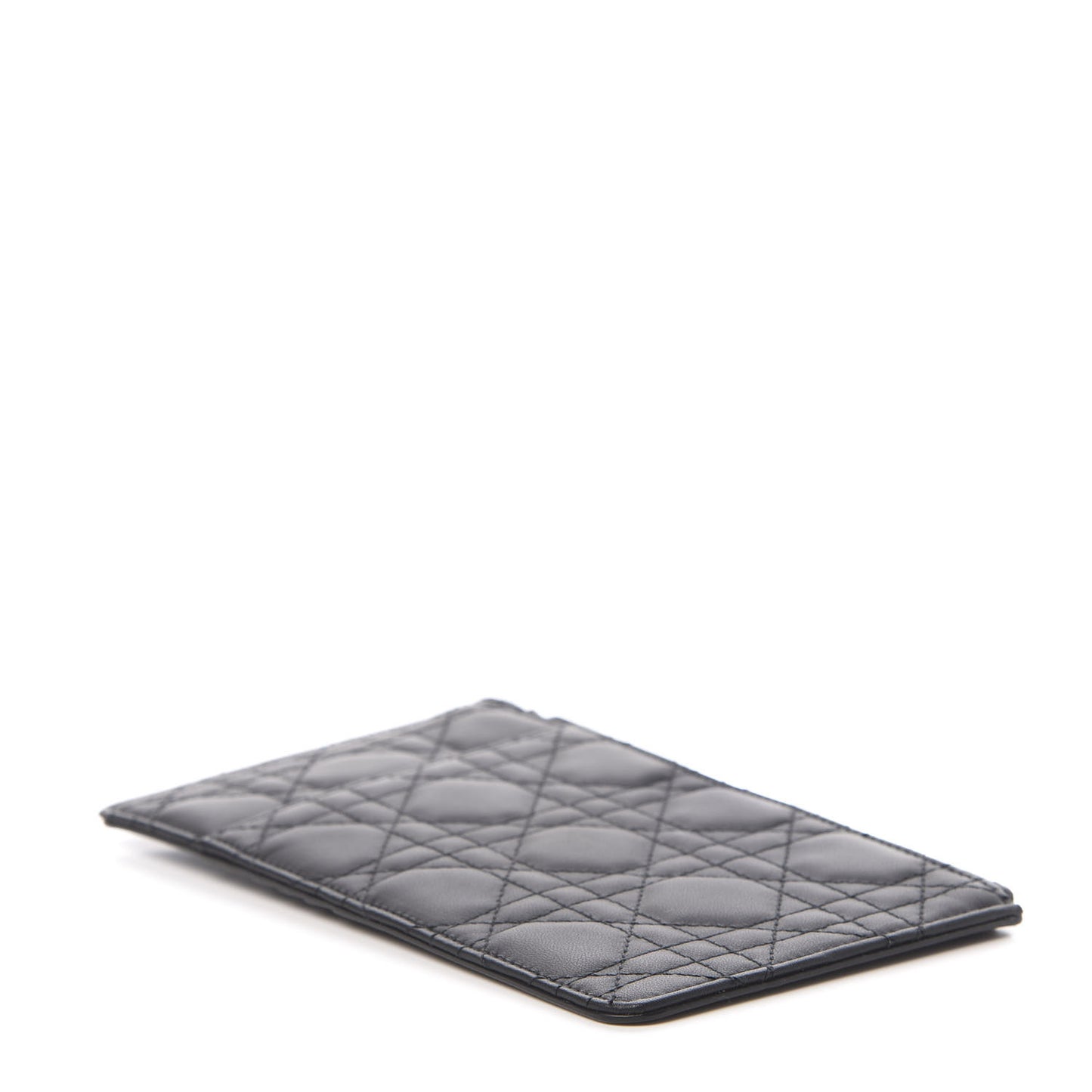 Ultra Matte Calfskin Cannage Large Lady Dior Zip Wallet Black