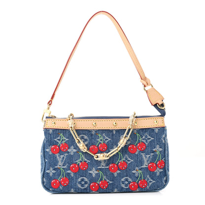 Louis Vuitton LV X TM Monogram Denim Cerises Pochette Accessories Blue 1 of 9