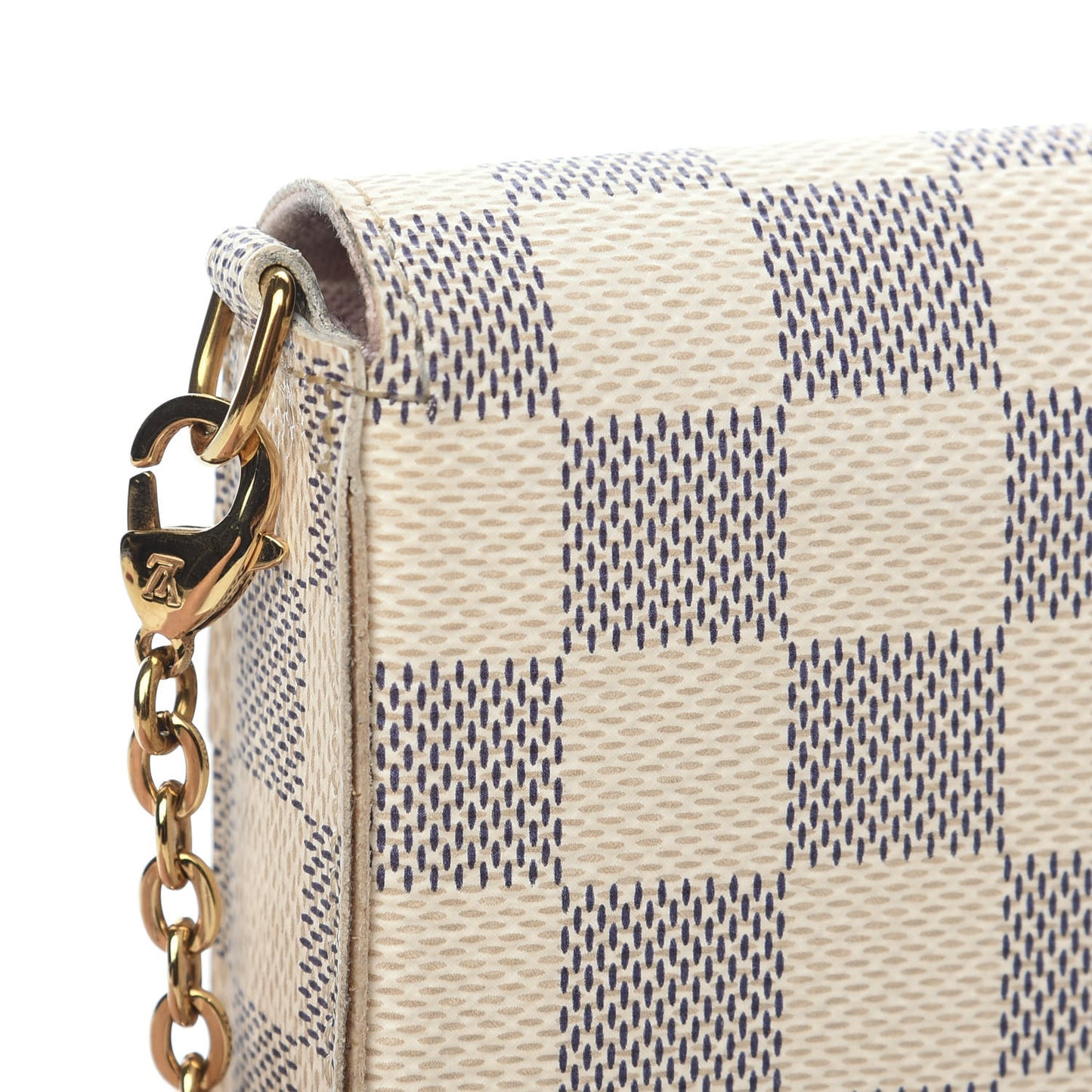 Damier Azur Pochette Felicie Chain Wallet Rose Ballerine