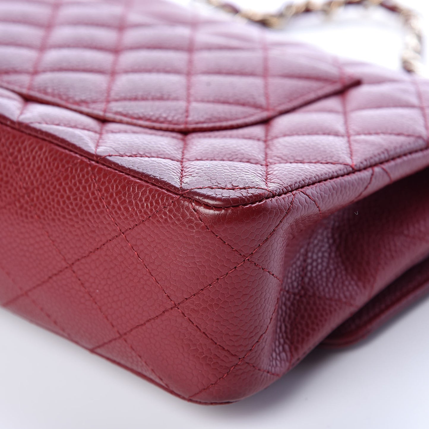 Caviar Quilted Medium Double Flap Red