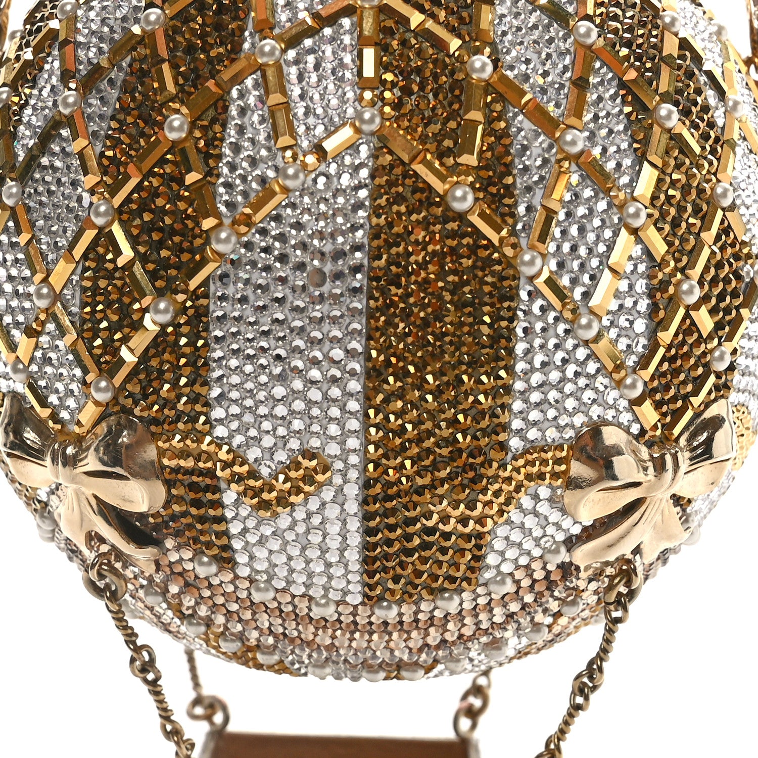 Judith Leiber Crystal Pearl Amelia Hot Air Balloon Minaudiere Clutch Champagne 8 of 13