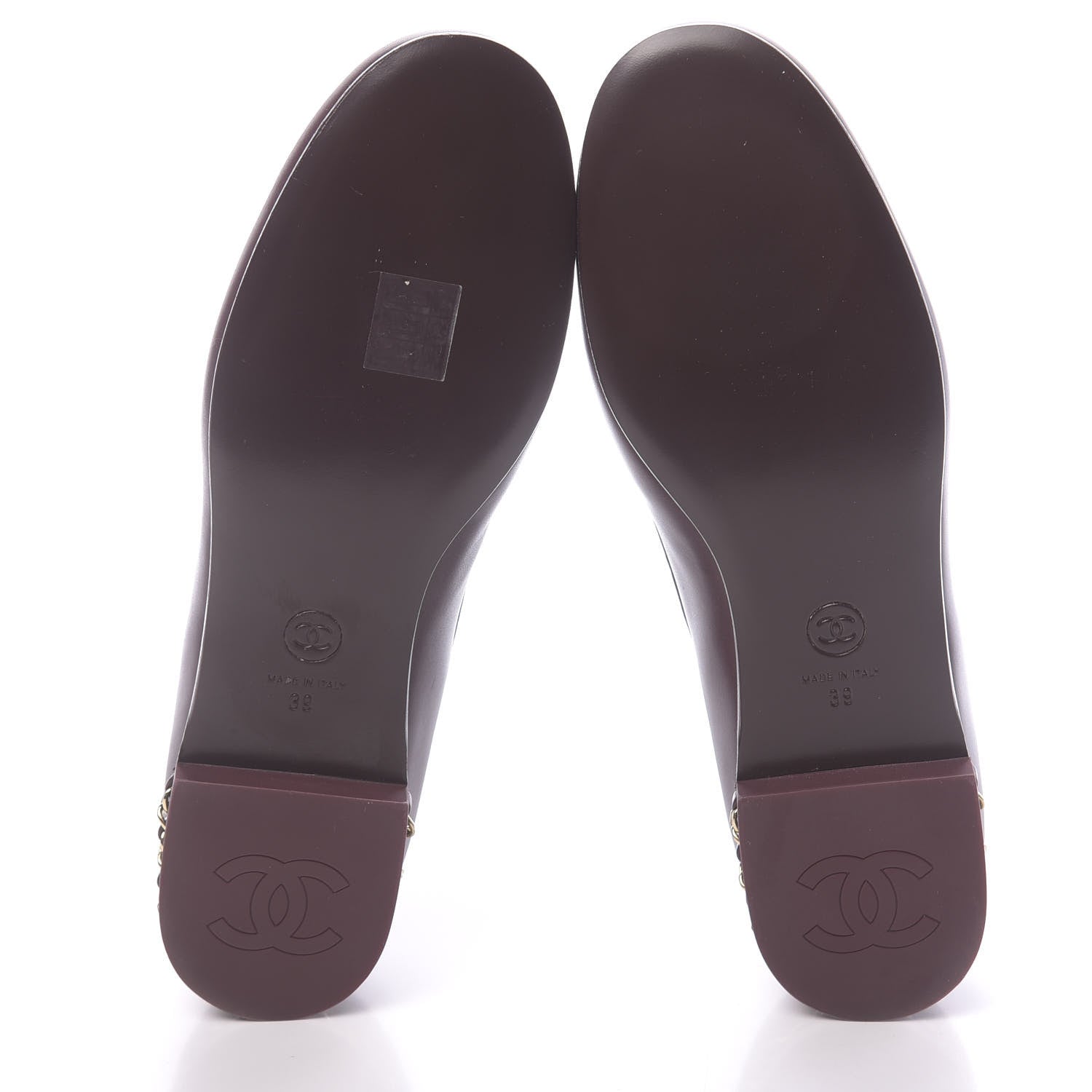 Chanel Calfskin CC Chain Mocassin Loafers 39 Burgundy 5 of 9