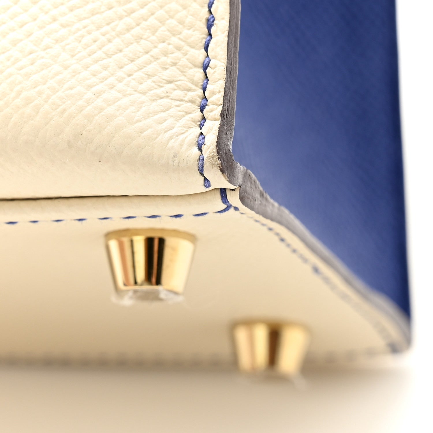 Hermes Epsom Bi-Color Horseshoe Kelly Sellier 25 Craie Bleu Electrique 13 of 13