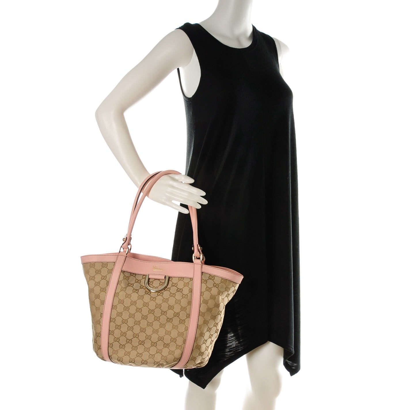 Gucci Monogram Medium D Gold Ring Tote Pink 2 of 6
