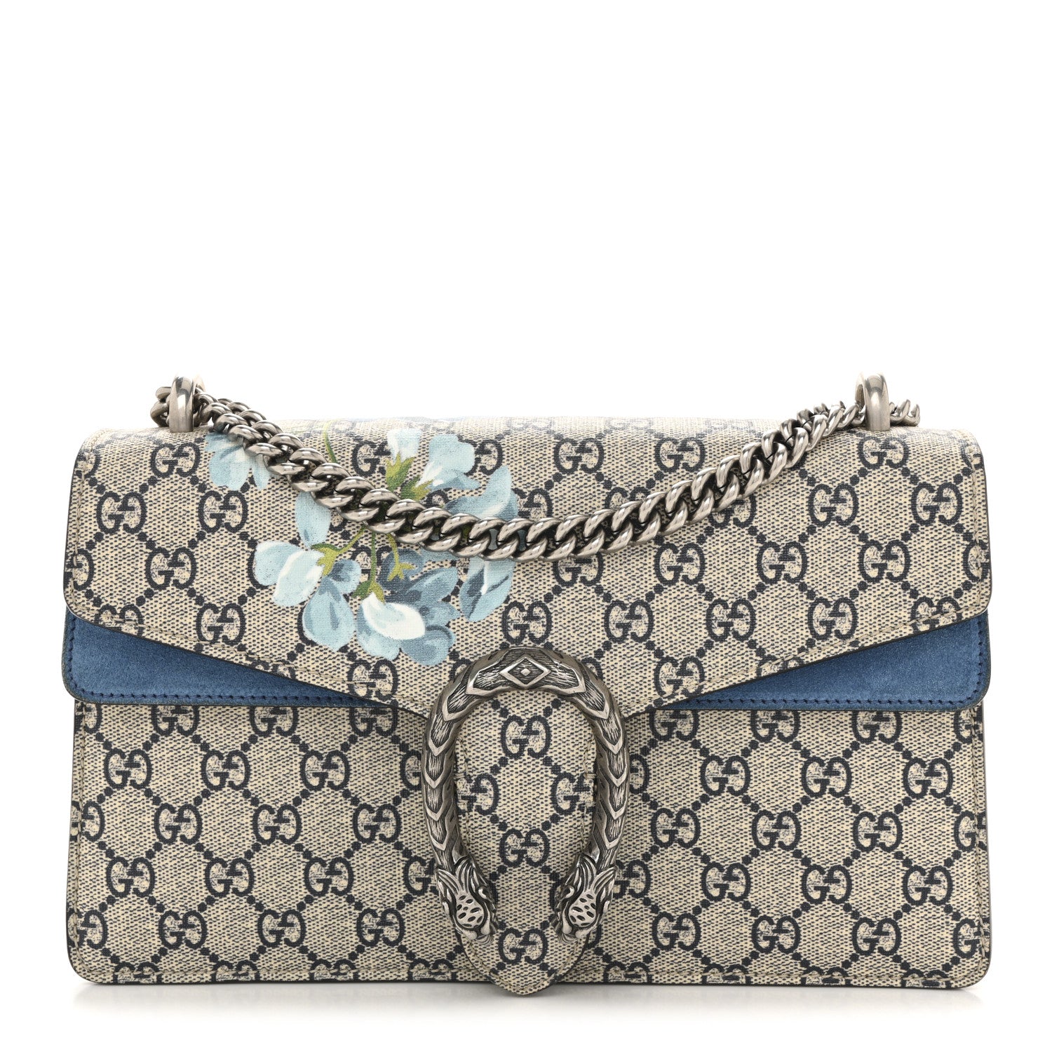 Gucci GG Supreme Monogram Blooms Small Dionysus Shoulder Bag Beige Navy Vintage Blue 1 of 14