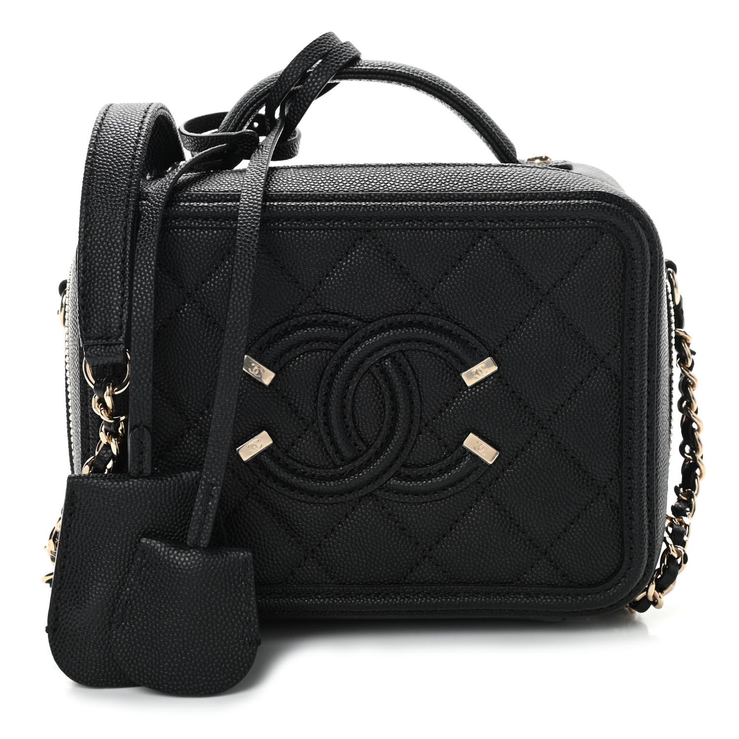 Chanel Caviar Quilted Small CC Filigree Vanity Case Black 1 of 9