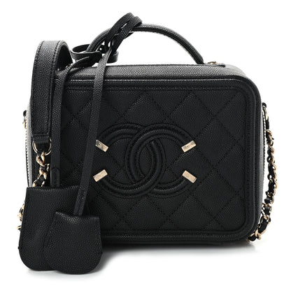 Chanel Caviar Quilted Small CC Filigree Vanity Case Black 1 of 9
