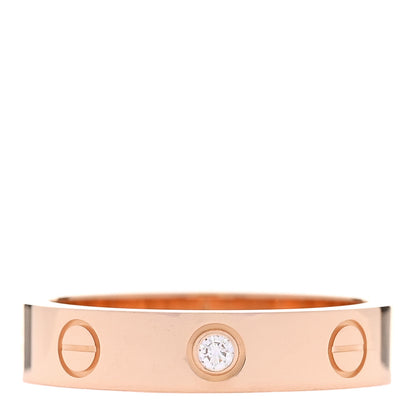 Cartier 18K Pink Gold Diamond 4mm LOVE Wedding Band Ring 51 5.75 1 of 5