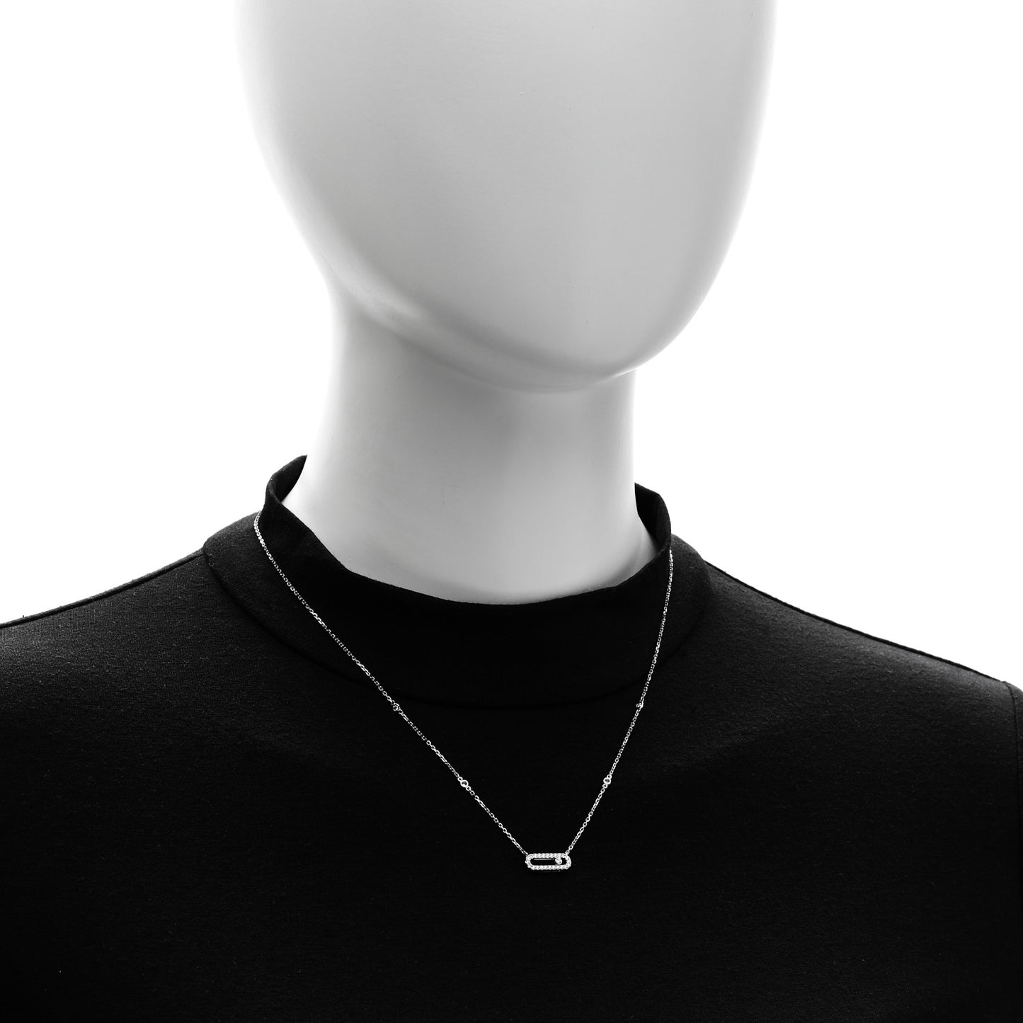 18K White Gold Diamond Move Uno Pave Necklace