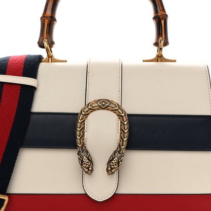 Gucci Calfskin Bamboo Web Medium Dionysus Top Handle Bag White Blue Hibiscus Red 8 of 11