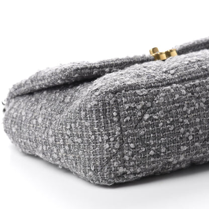 Chanel Tweed Quilted Large 19 Flap Grey 6 of 11