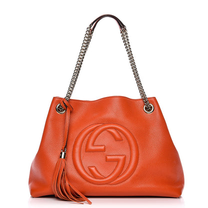Gucci Pebbled Calfskin Medium Soho Chain Shoulder Bag Sun Orange 1 of 13