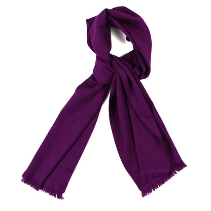 Gucci Wool Silk GG Monogram GGWeblong Fringe Scarf Shawl Red Pink 1 of 3