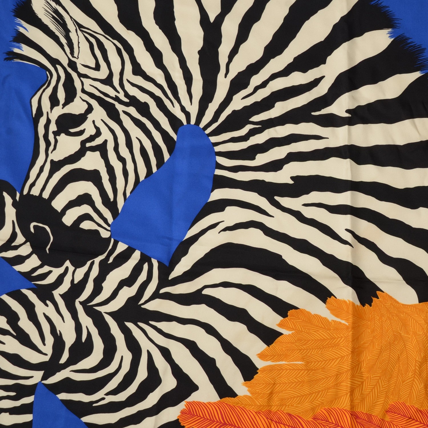 Hermes Silk Zebra Pegasus Scarf 90 Bleu Klein Violet Orange 1 of 7