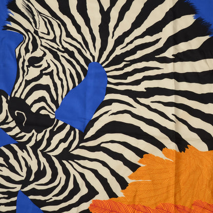 Hermes Silk Zebra Pegasus Scarf 90 Bleu Klein Violet Orange 1 of 7
