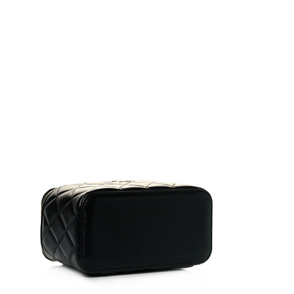 Chanel Lambskin Quilted Small Top Handle Vanity Case With Chain Black 4 of 11