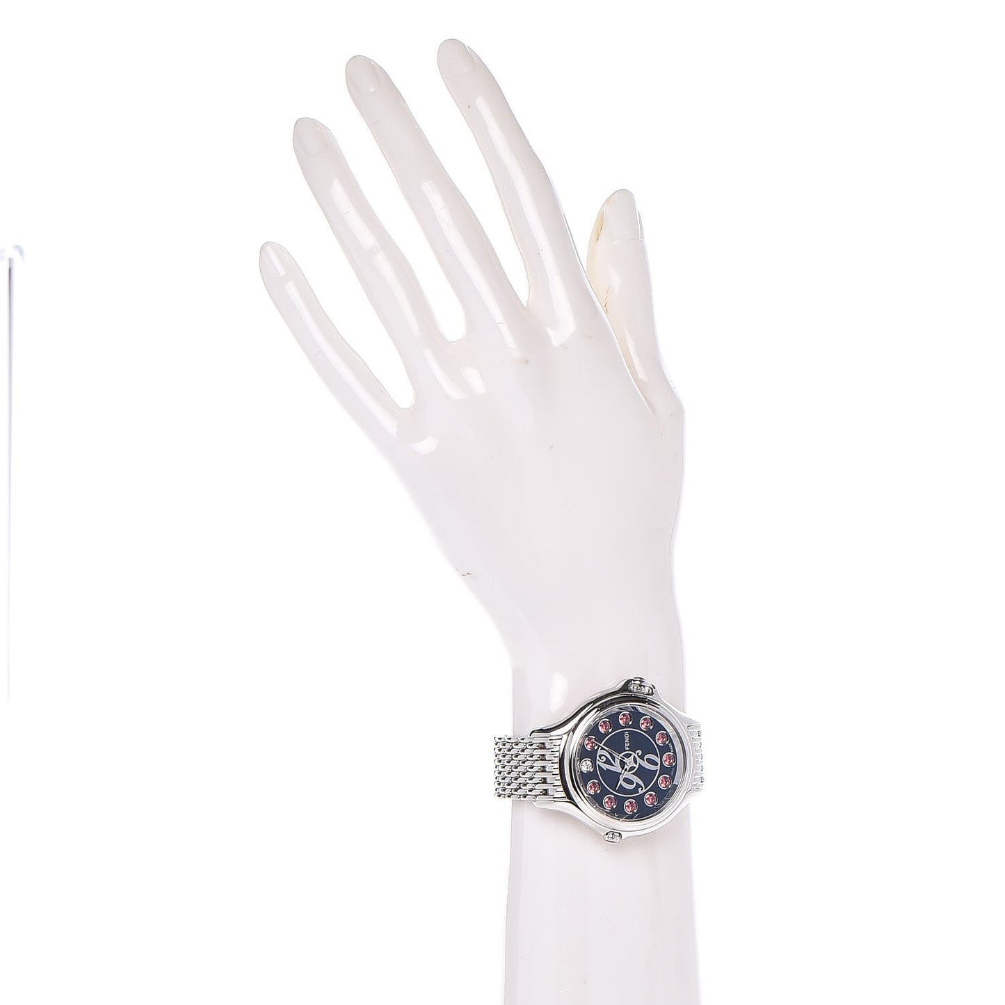 Stainless Steel Diamond Topaz 38mm Crazy Carats Rotating Gem Quartz Watch Black