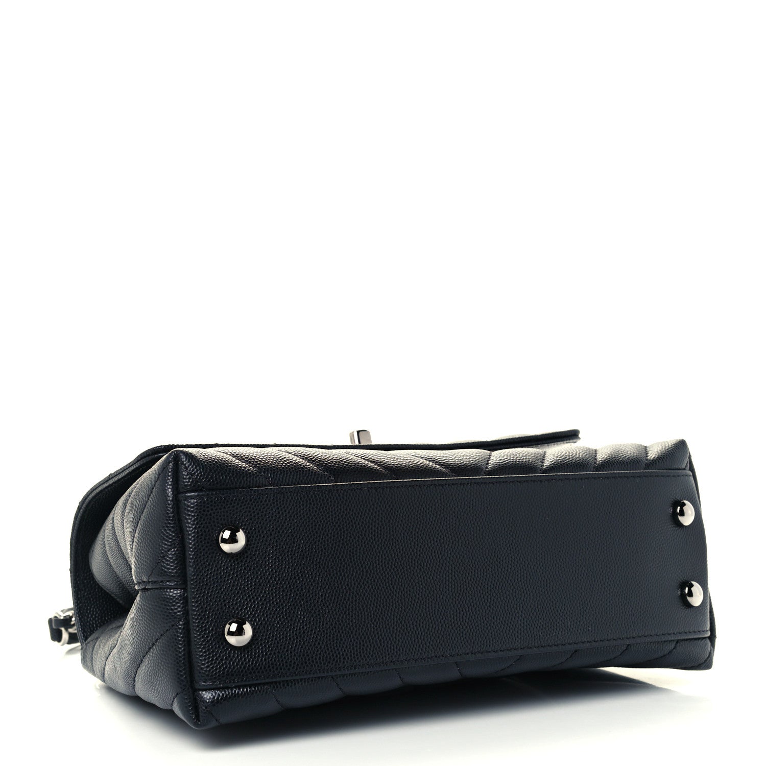 Chanel Caviar Chevron Quilted Mini Coco Handle Flap Black 4 of 12