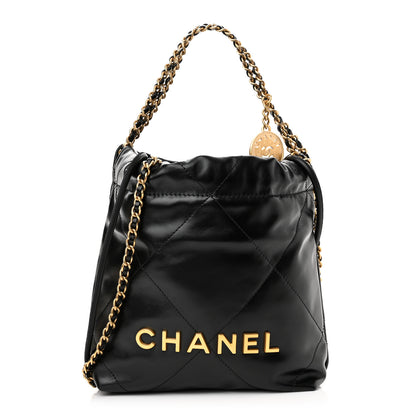 Chanel Shiny Calfskin Quilted Mini Chanel 22 Black 1 of 11