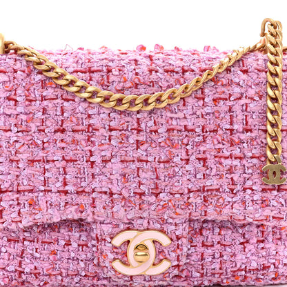 Chanel Tweed Enamel Quilted Mini Pending CC Square Flap Light Purple Pink Red 8 of 10