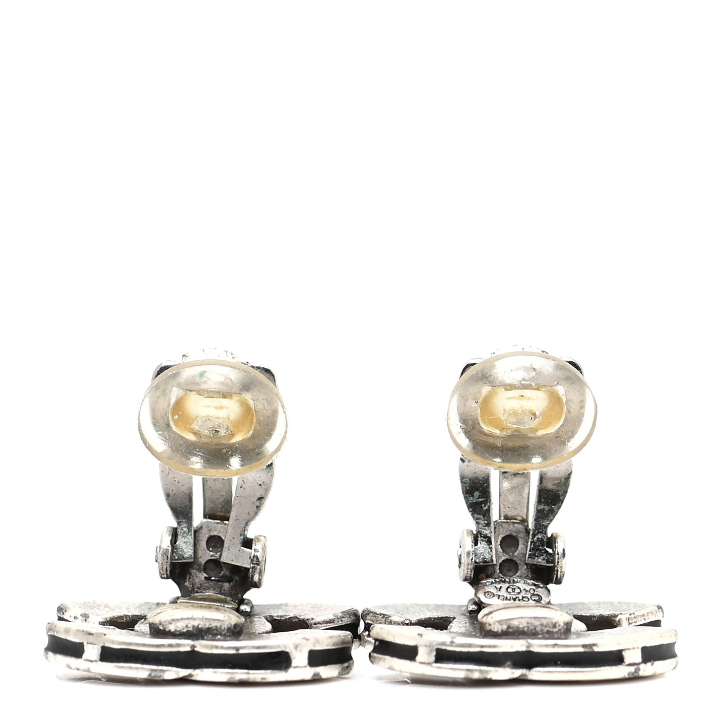 Ruthenium CC Clip On Earrings Silver Black
