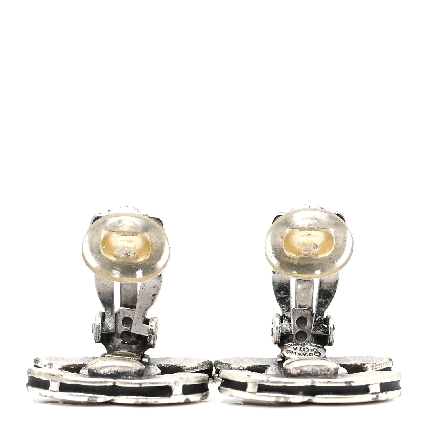 Chanel Ruthenium CC Clip On Earrings Silver Black 3 of 8