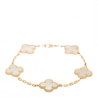 Van Cleef & Arpels 18K Yellow Gold Mother of Pearl 5 Motifs Vintage Alhambra Bracelet 1 of 6