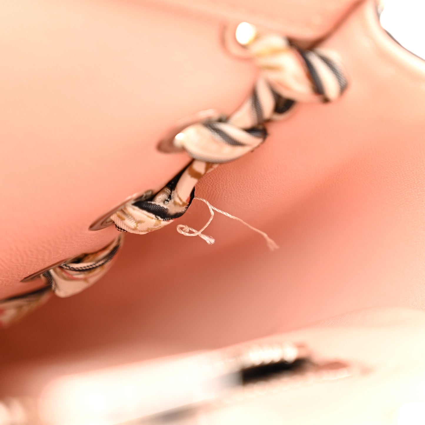 Vitello Seta Shiny Nappa Ribbon Lace Up Floral Medium Peekaboo Iconic Satchel Baby Pink Multicolor