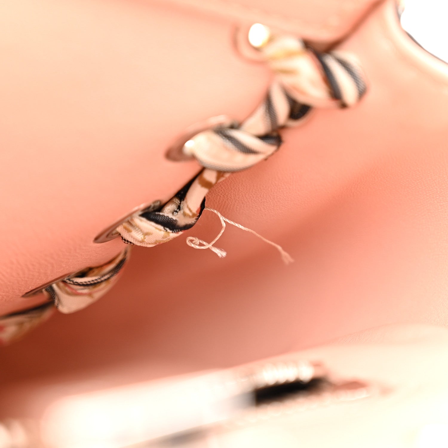 Fendi Vitello Seta Shiny Nappa Ribbon Lace Up Floral Medium Peekaboo Iconic Satchel Baby Pink Multicolor 11 of 12