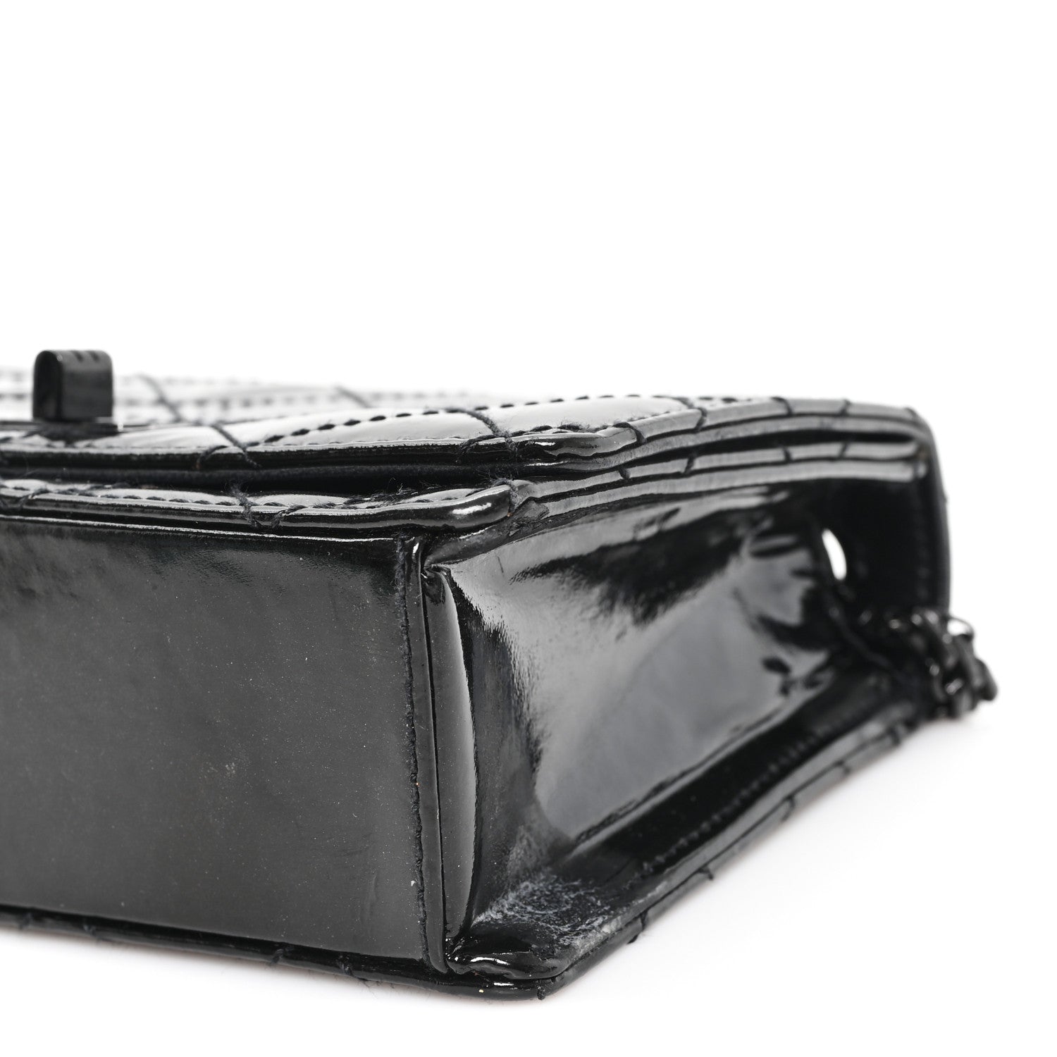 Chanel Patent Calfskin Quilted Reissue Mini Wallet On Chain So Black 11 of 13