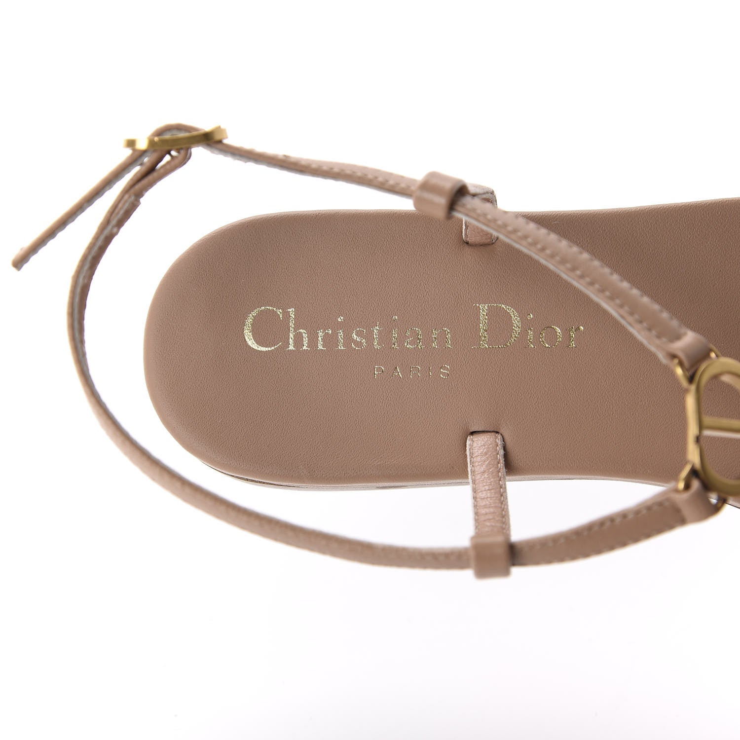 Christian Dior Lambskin Signature T-Strap Sandals 35 Rose De Vents 7 of 8