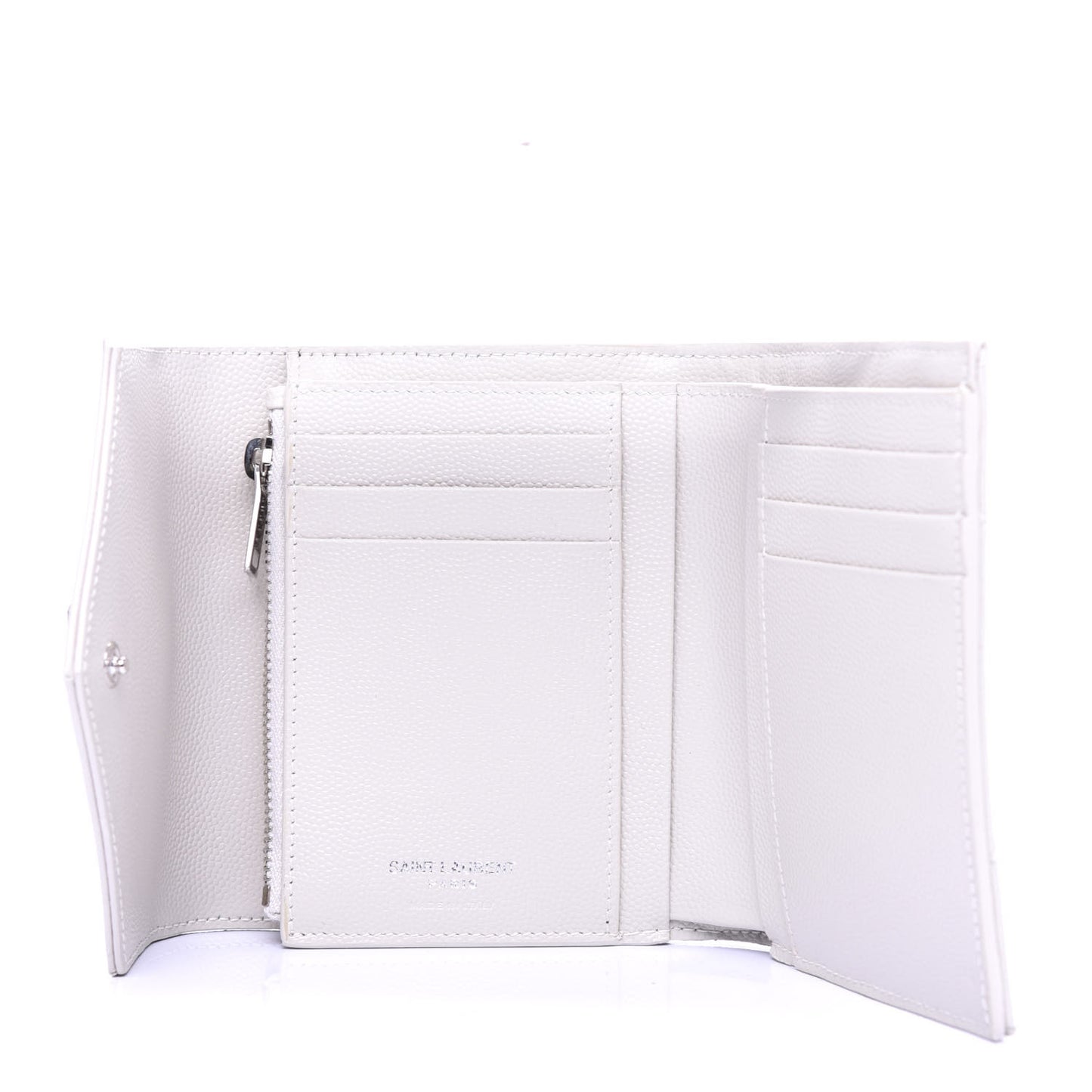 Grain De Poudre Matelasse Chevron Monogram Compact Tri Fold Wallet Crema Soft
