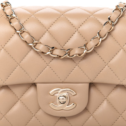 Chanel Lambskin Quilted Mini Square Flap Dark Beige 10 of 11