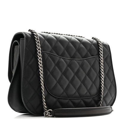 Chanel Metallic Goatskin Quilted Large Rock In Rome Flap Black 3 of 14