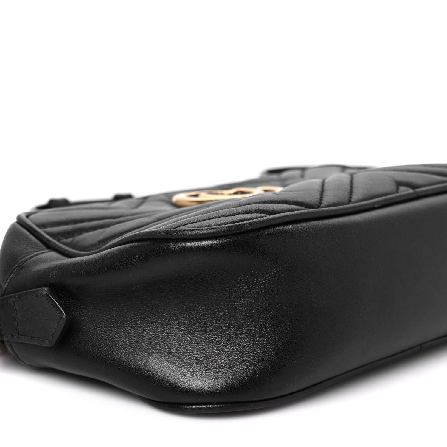 Gucci Calfskin Matelasse Small GG Marmont Chain Shoulder Bag Black 10 of 13