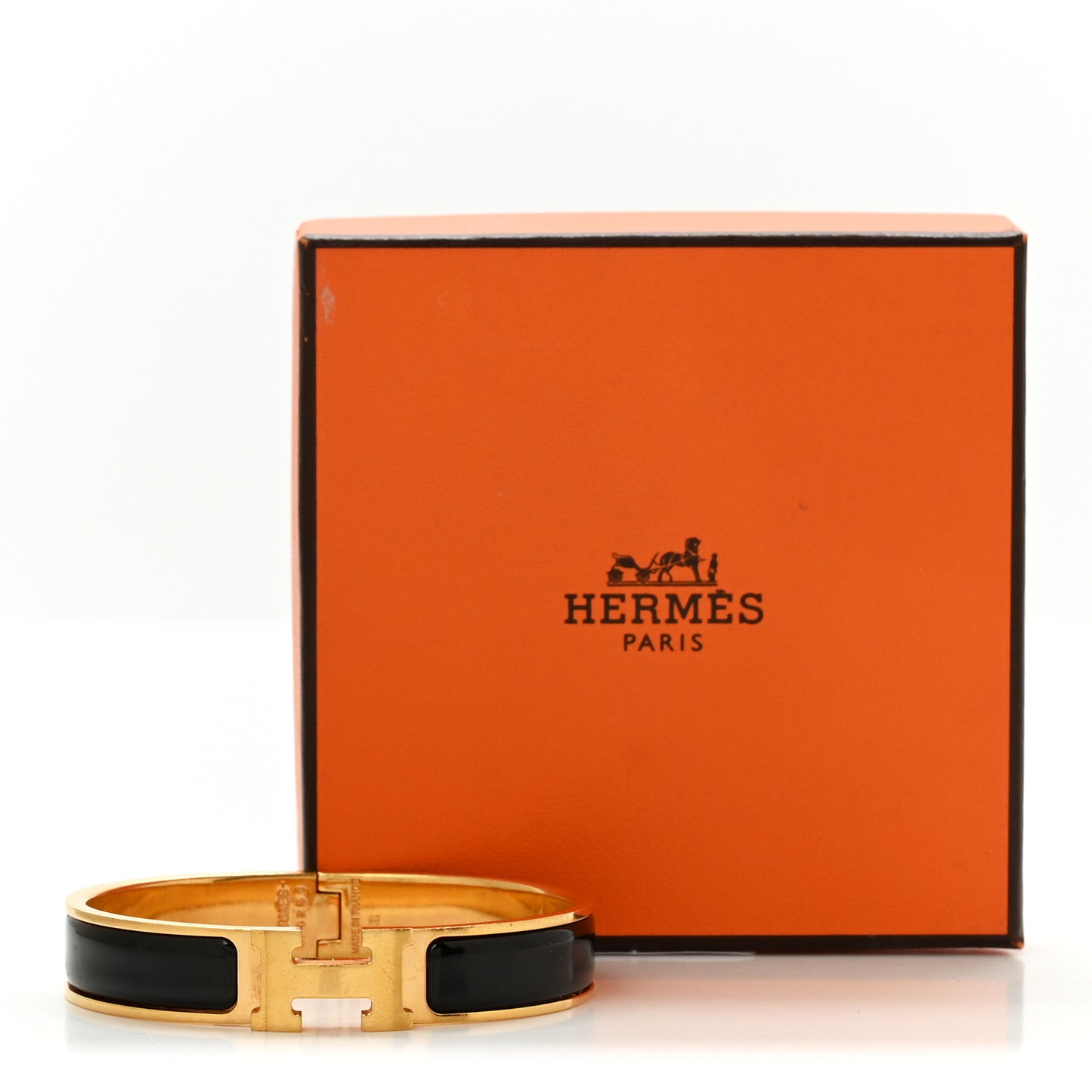 Enamel Narrow Clic Clac H Bracelet GM Black
