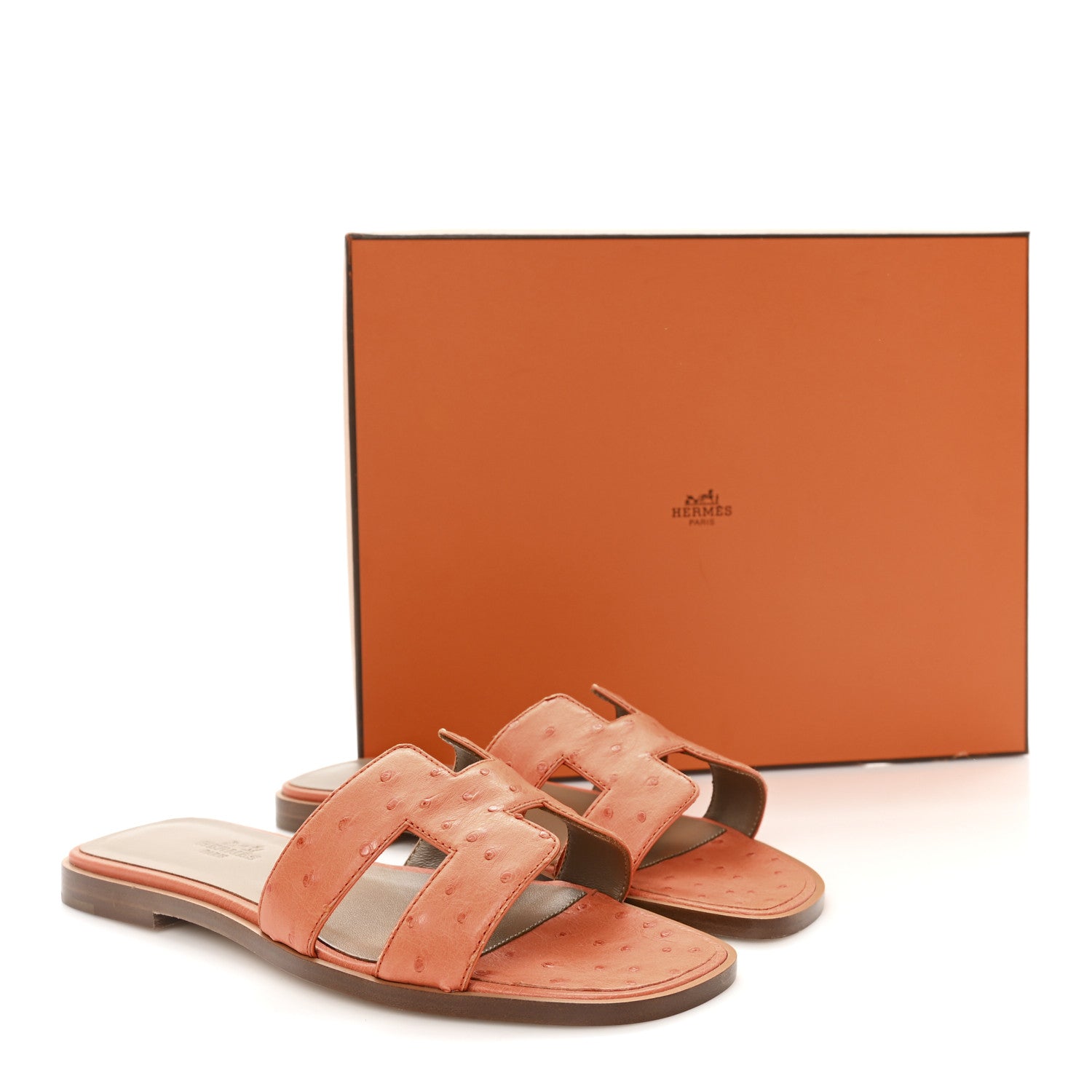 Hermes Ostrich Oran Sandals 36 Orange 10 of 10