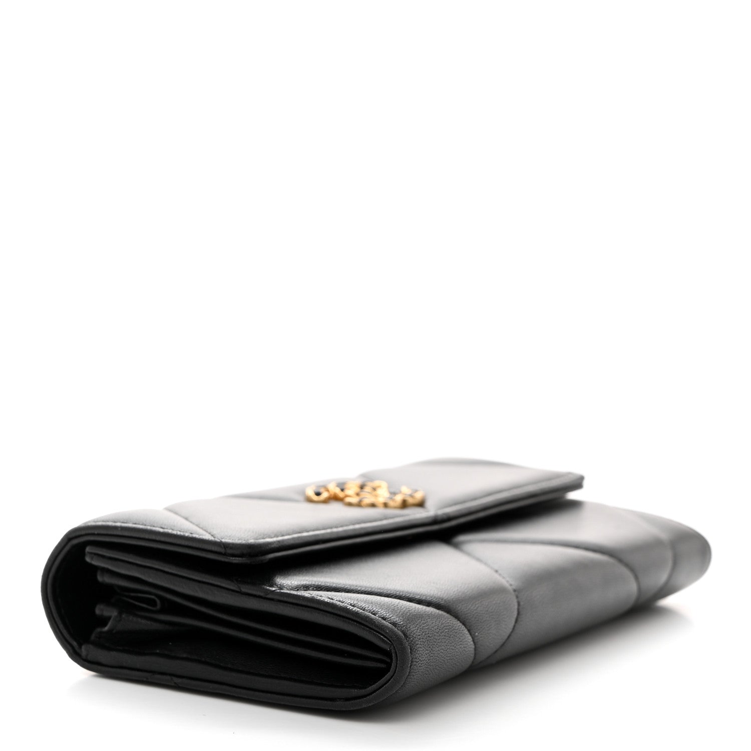 Chanel Lambskin Quilted Chanel 19 Flap Wallet Black 4 of 11