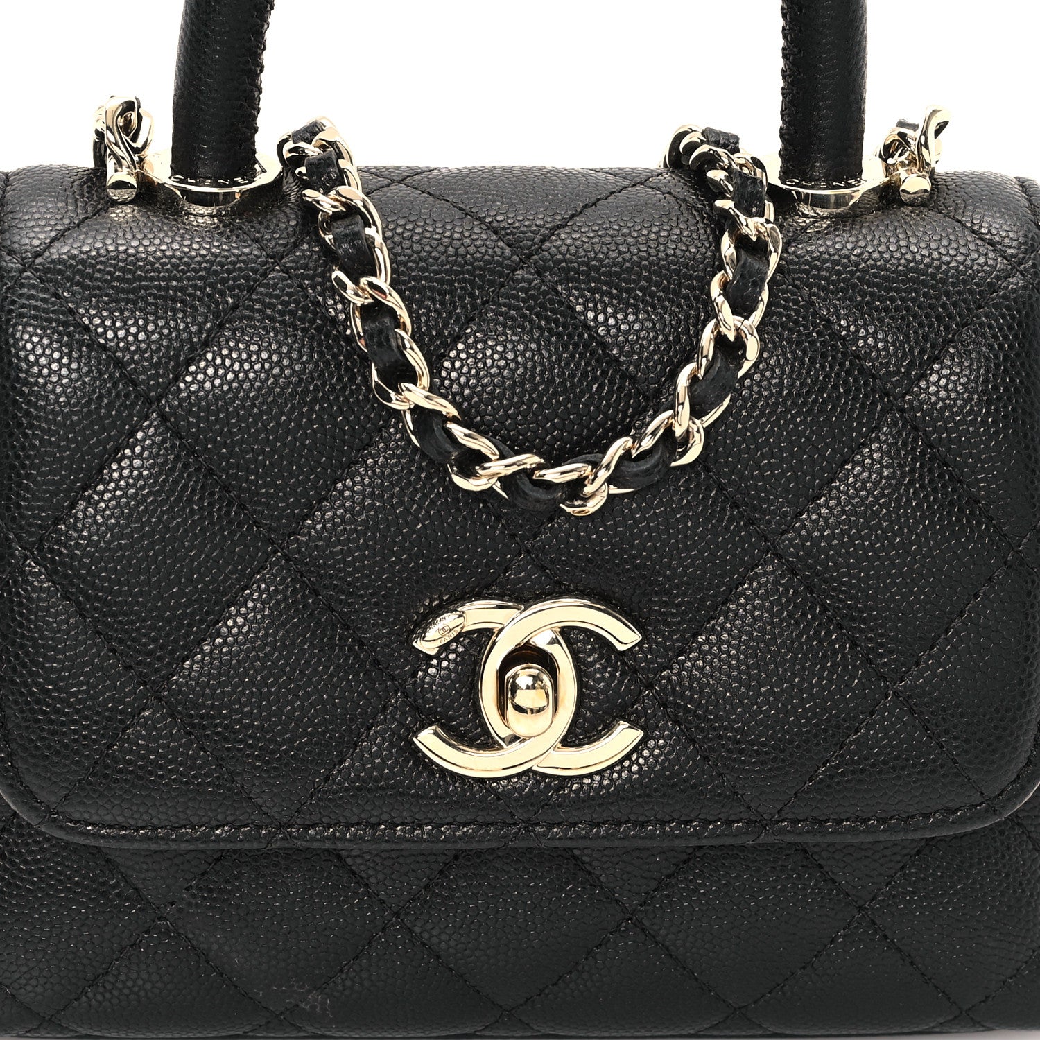 Chanel Caviar Quilted Coco Handle Clutch With Chain Black 8 of 11