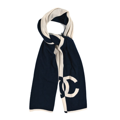 Chanel Cashmere CC Stole Ivory White 1 of 3