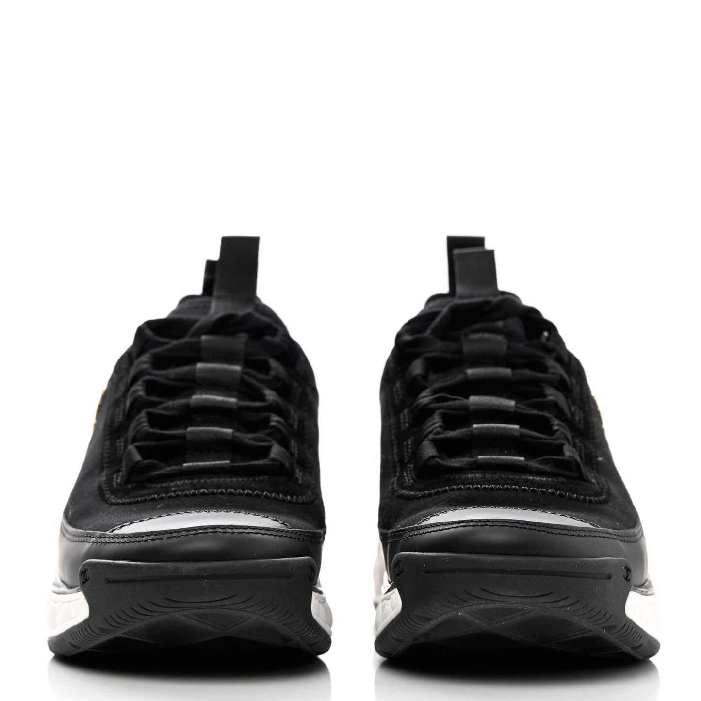 Velvet Calfskin Mixed Fibers CC Sneakers 36.5 Black