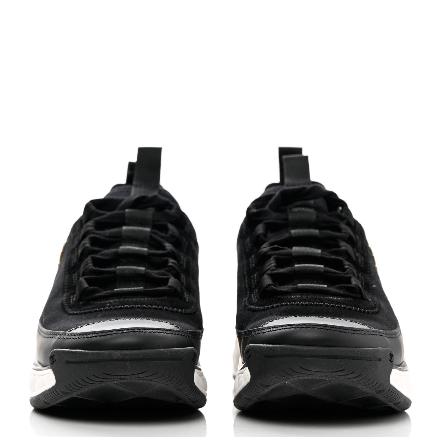 Chanel Velvet Calfskin Mixed Fibers CC Sneakers 36.5 Black 2 of 9