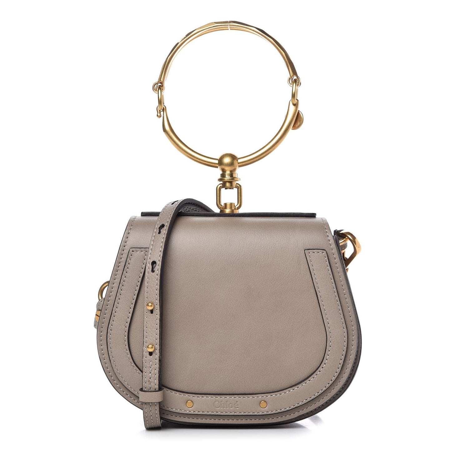 Calfskin Suede Small Nile Bracelet Bag Motty Grey