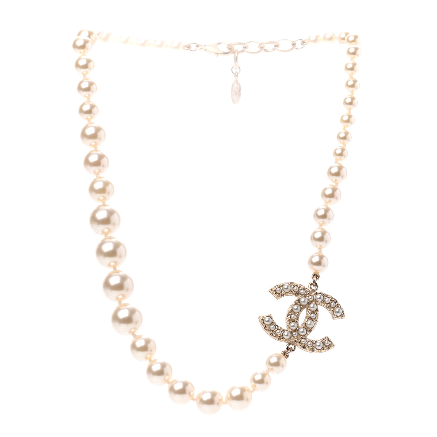 Pearl CC 100th Anniversary Necklace Light Gold