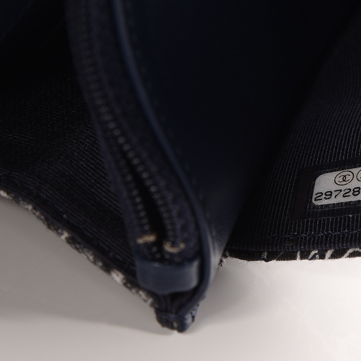 Chanel Canvas Printed Quilted 2.55 Reissue Wallet On Chain WOC White Black Navy Blue 13 of 14