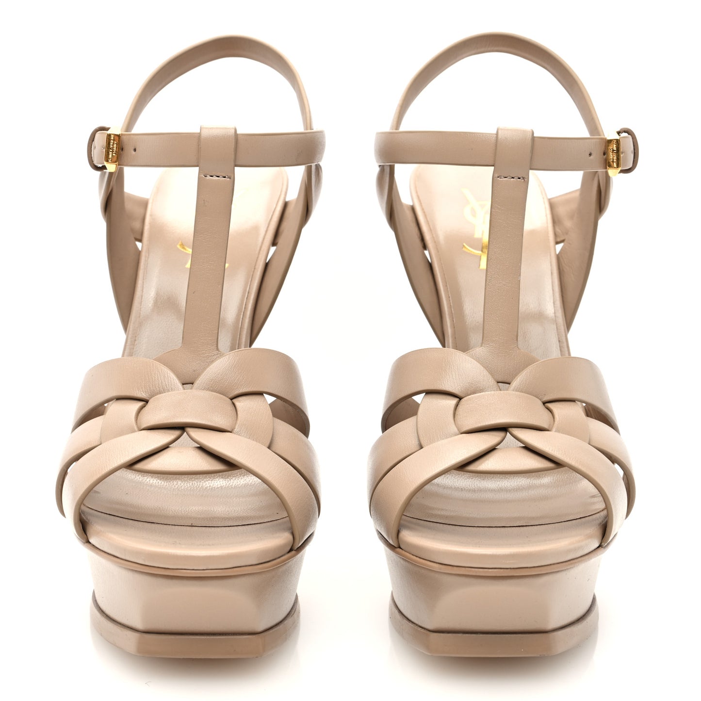Calfskin Tribute 105 Platform Sandals 38.5 Dark Beige